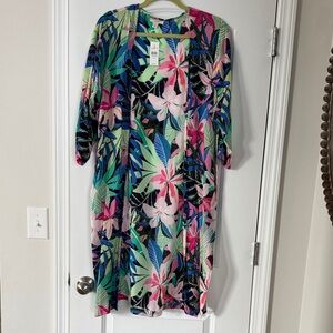 LOFT Floral Maxi Dress in Pink, Green, Blue